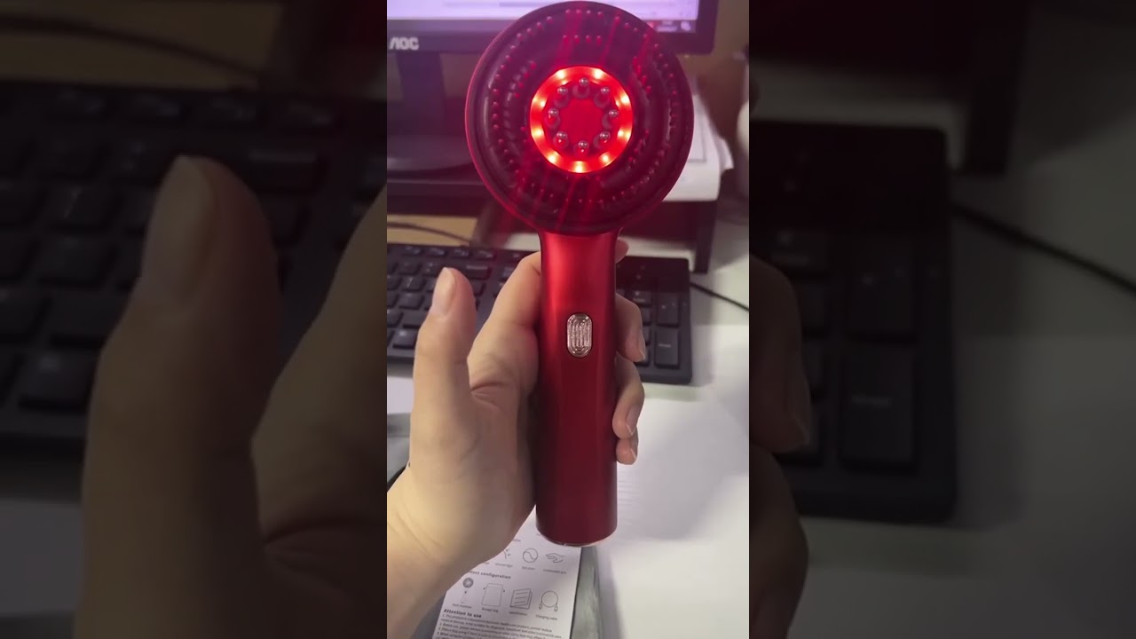 Electric Massage Comb Red Light Vibration Head Massage Comb Oil