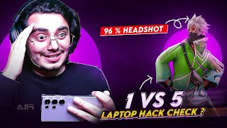 Laptop Player Hack Check ?💻 Impossible 1 VS 5 Clutch ?🔥| 96% Headshot Rate 📈💥 Free Fire India
