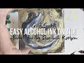 EASY Gold Alcohol Ink + Palette Knife Swirl on Tile | Painting Demo | Elizabeth Karlson