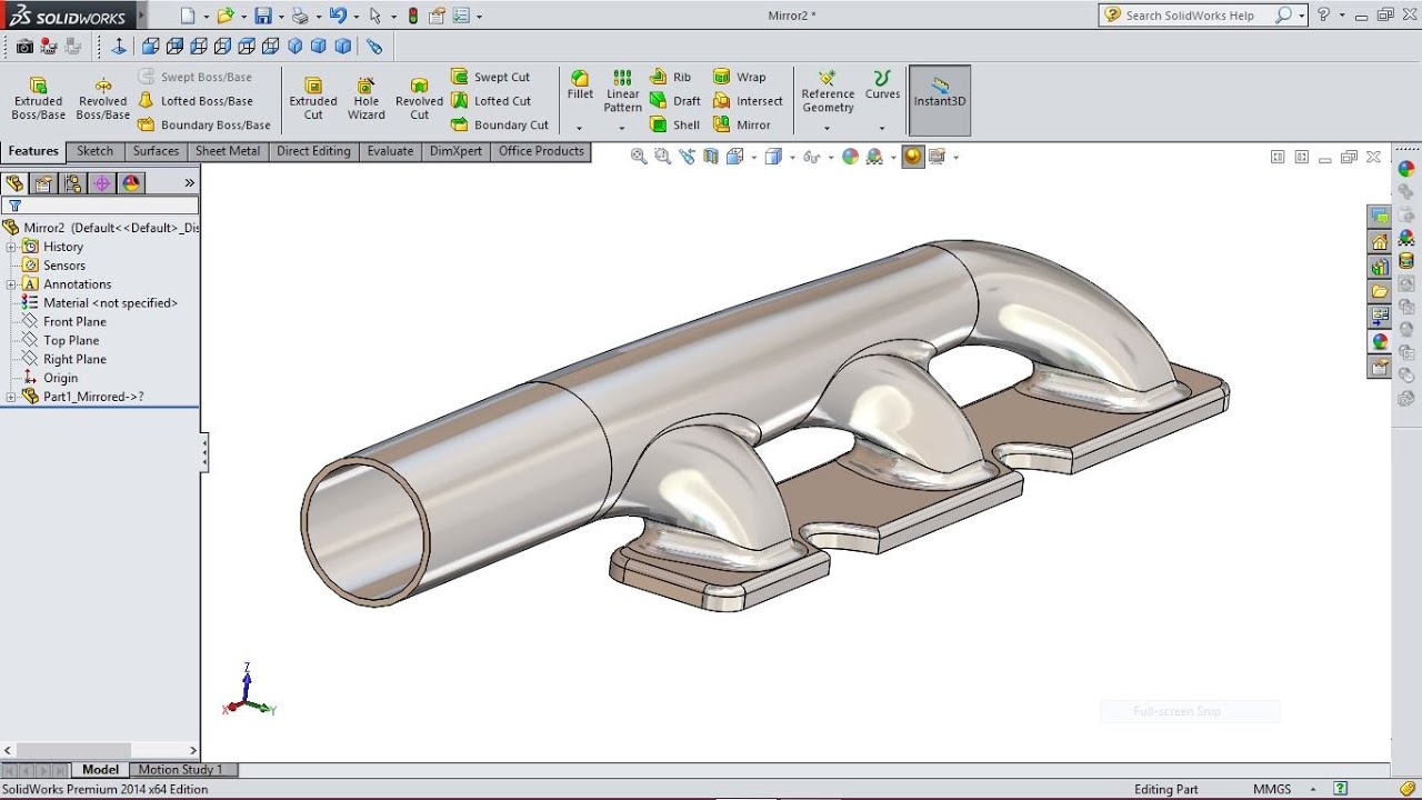 SolidWorks Tutorial Engine Exhaust Manifold - YouTube