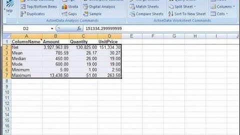 Generating Descriptive Statistics with ActiveData For Excel