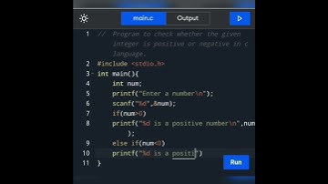 How to check whether a given number is positive or negative in c language.