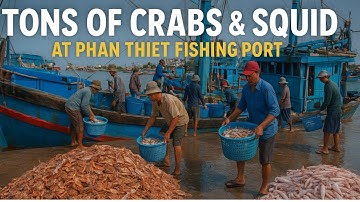 “Tons of Crabs & Squid at Phan Thiet Fishing Port | Hàng tấn ghẹ và mực ở cảng cá Phan Thiết”