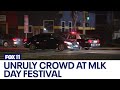 Unruly crowd at mlk day festival in leimert park