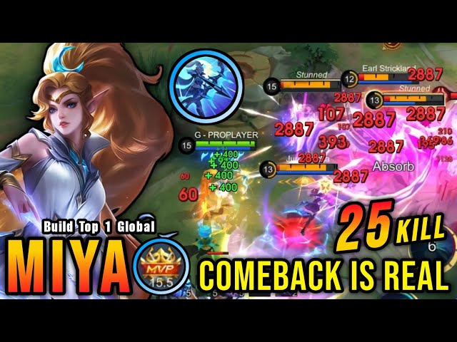 Comeback is Real!! 25 Kills Miya Late Game Monster!! - Build Top 1 Global Miya ~ MLBB class=