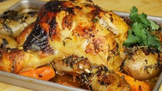 دجاج مشوي بالفرن مع الخضار Chef Ahmad AllCooking/Roasted Chicken