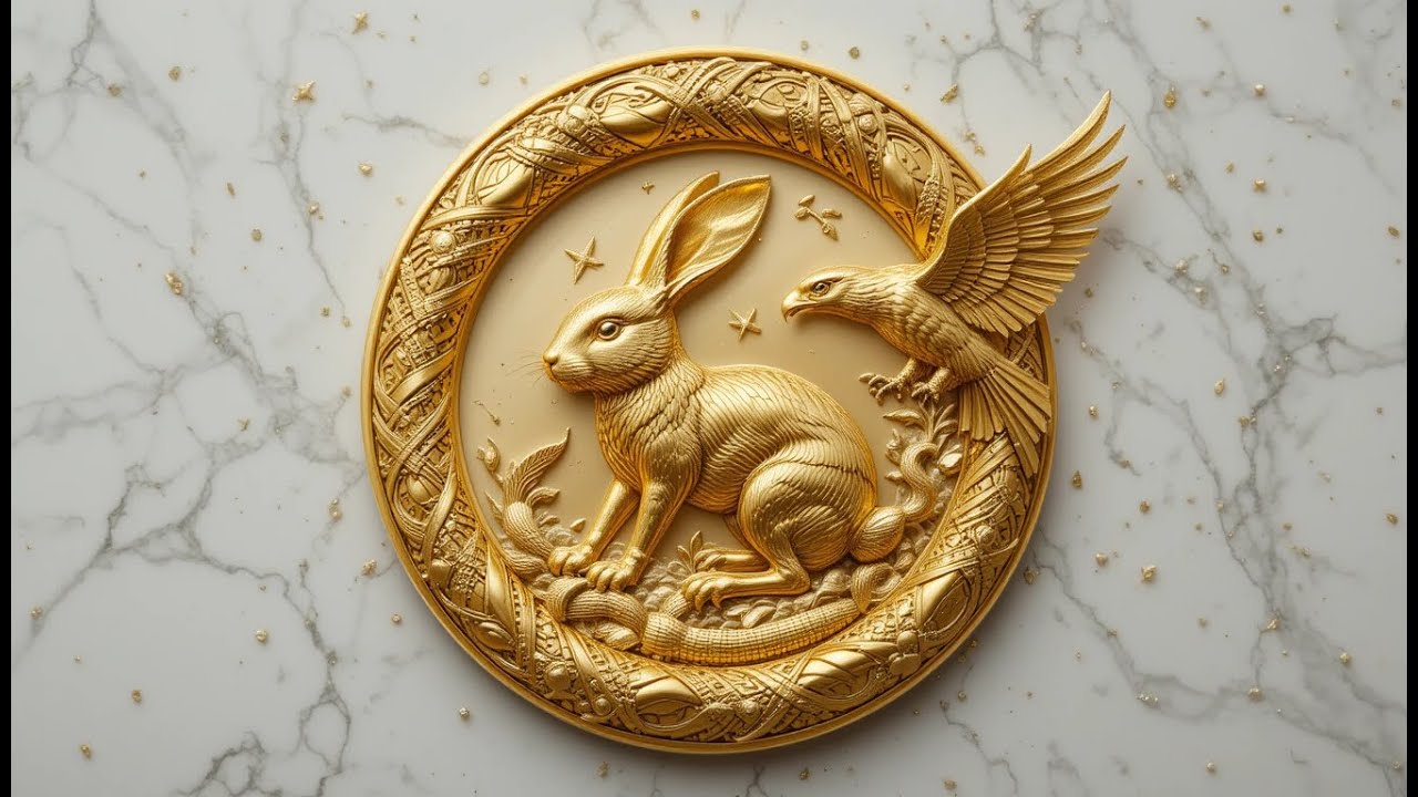 Royal Gold Zodiac Medallion | Rabbit and Eagle of Prosperity - YouTube