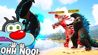 GODZILLA AND MECHA GODZILLA VS LEATHERBACK | ARK: Survival Evolved ! #S04 Ep05 .ft Oggy