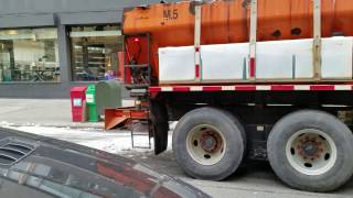 DSNY Conducting Snow Removal Operations Along Broadway In Manhattan, New York