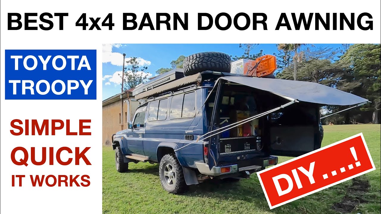 What Is The BEST 4x4 BARN DOOR AWNING? Toyota Troopy. DIY. Simple Quick  and IT WORKS. 