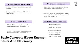 Basic Concepts About Energy | Units And Efficiency | Power Systems Engineering