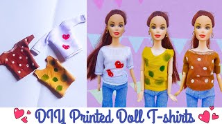 DIY Printed T-shirts for Doll | Doll Outfits | Making Easy T-shirts for Barbie | Harini Creations