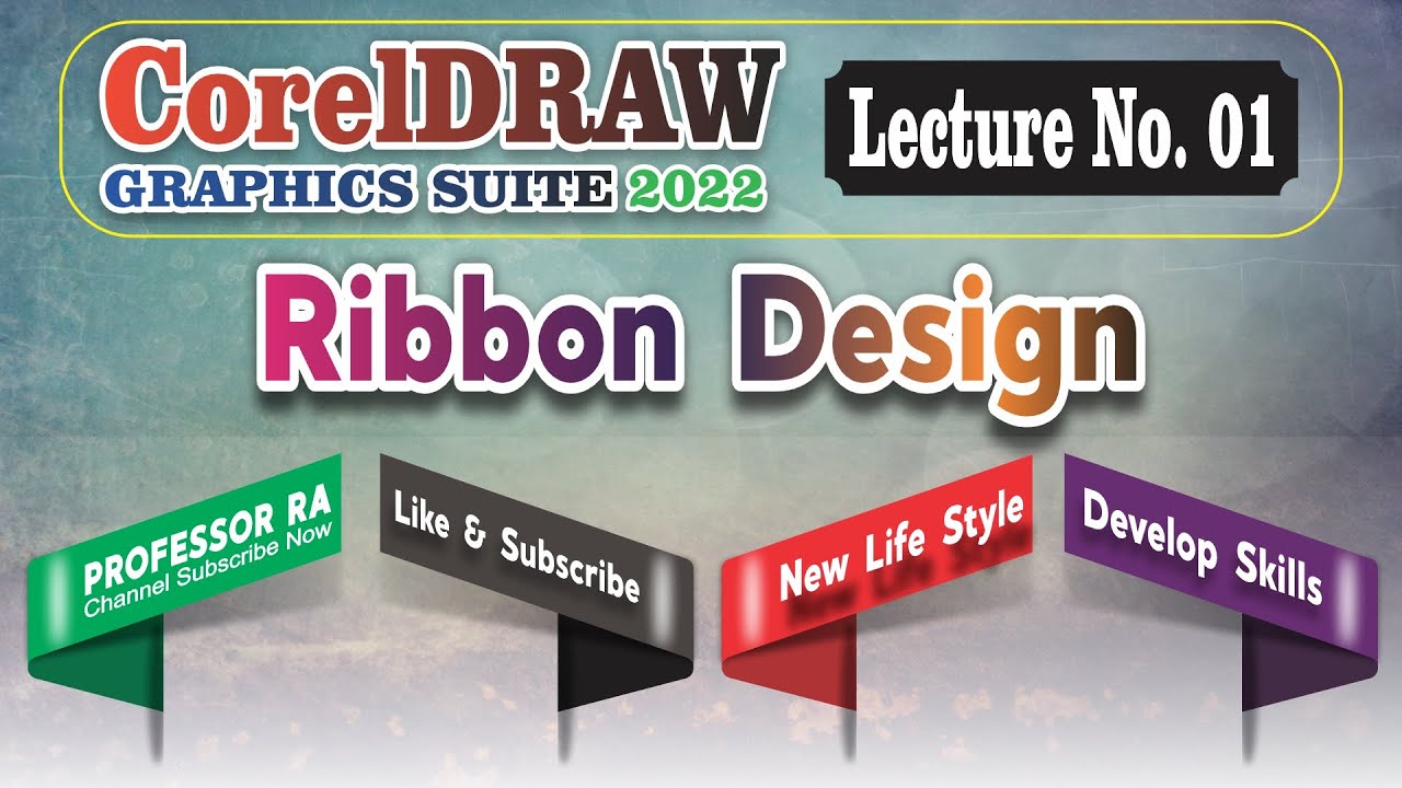 How to Make Ribbon Design in CorelDRAW 2022 Urdu / Hindi Lecture No
