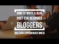 How To Write A Blog Post for Beginners (And Even Experienced Bloggers)
