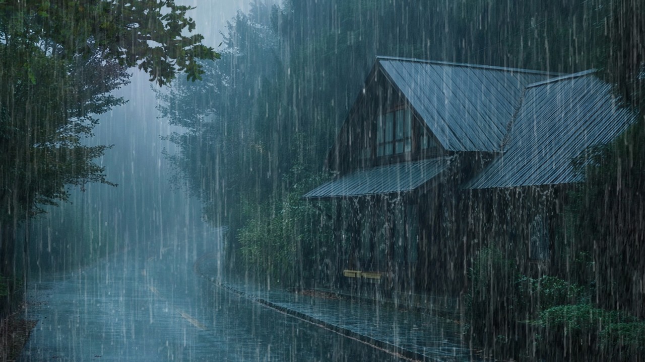 Rain Sounds for Sleeping – Powerful Rooftop Rain & Thunder for Insomnia Relief