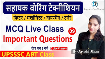 ABT सहायक बोरिंग टेक्नीशियन  MCQ Live Class - 9 ||  फिटर / मशीनिस्ट / वायरमैन / टर्नर
