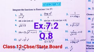 Class 12 Maths | Ex 7.2 Q8 | Integrals | NCERT CBSE Solution