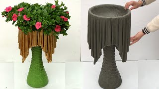 Creative from cement   Flower pots from fabric and cement are very unique