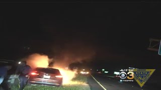 New Jersey State Troopers Rescue Man From Burning Car