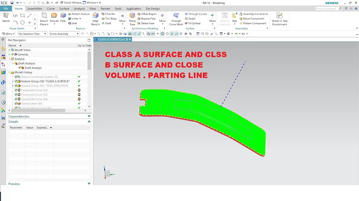 PLASTIC PART DESIGN - A STYLE TO B SURFACE AND C SURFACE AND CLOSE VOLUME IN UNIGRAPHICS 12.0