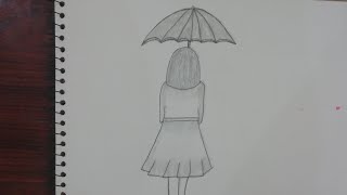 alone drawing pencil easy umbrella