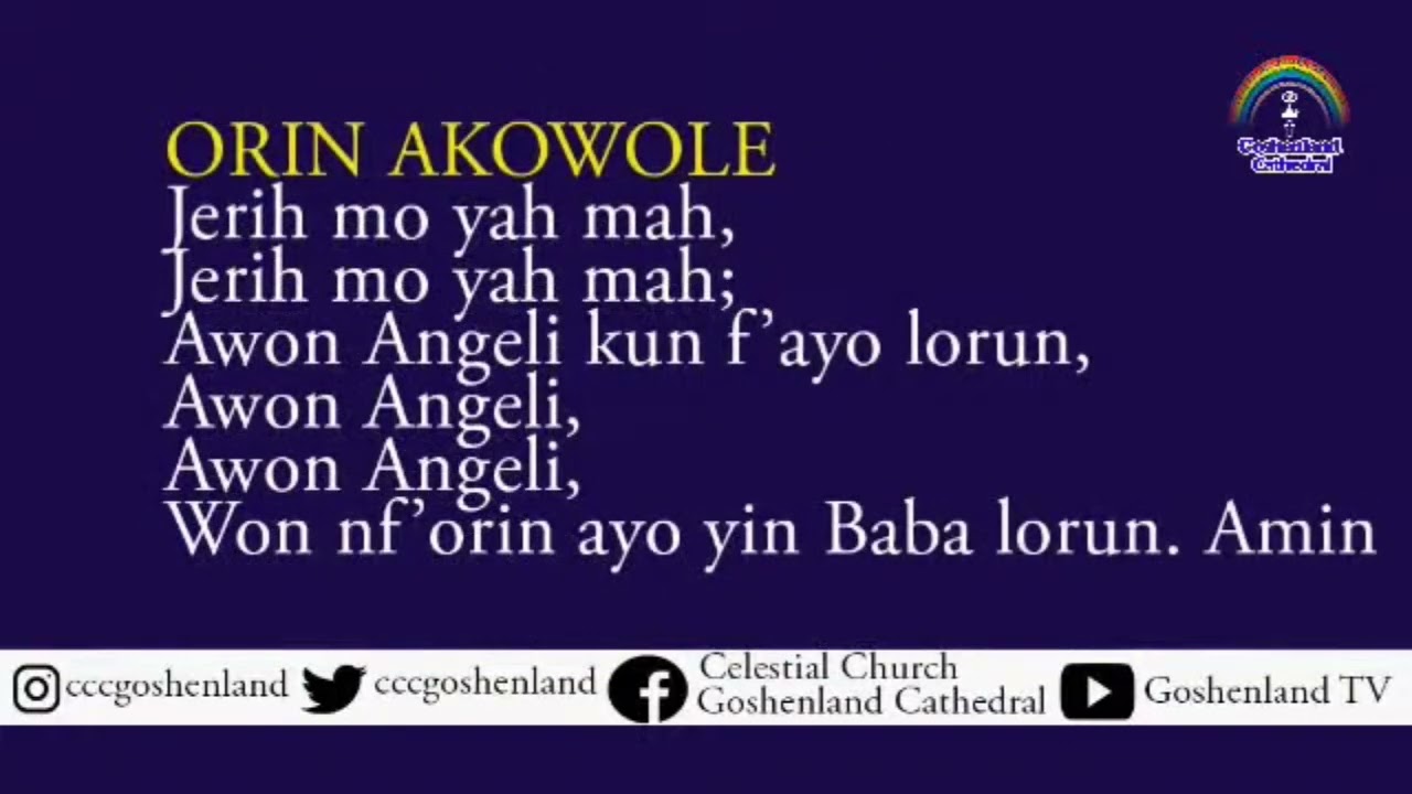 JeriMoYahMahYarah Sarah Yarahmah CCC Hymns lyrics Celestial Church of Christ Goshenland Cathedral