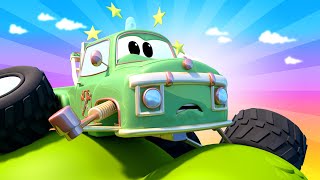 Moe The Tow Truck Monster Town is stuck on a cliff tree | Monster Trucks Monster Town