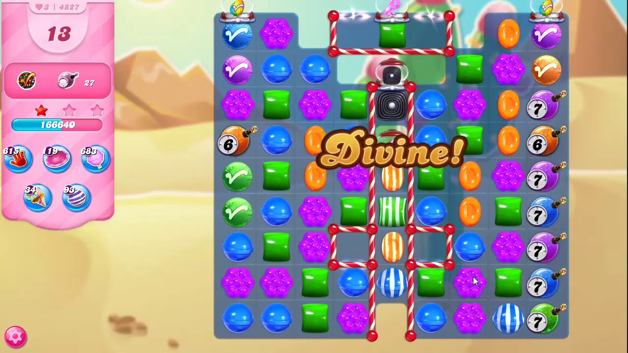 Candy Crush Saga Level 4827 NO BOOSTERS - YouTube