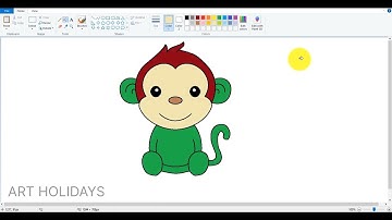 How to Draw a Cute Monkey in MS Paint | Cartoon Monkey | क्यूट बंदर कैसे बनाएं | Art Holidays