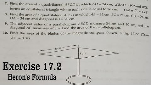 RD SHARMA Ex 17.2 Q7 to Q14 Solutions for class 9 Maths Chapter 17 Heron