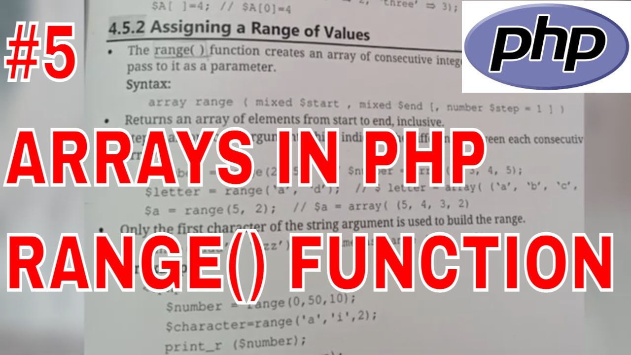 php range  Update 2022  Range() function || ARRAYS IN PHP || PHP