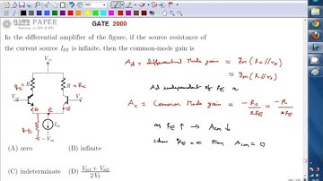 GATE 2000 ECE Effect of emitter resistance on common mode gain and CMRR of Diffrential Amplifier