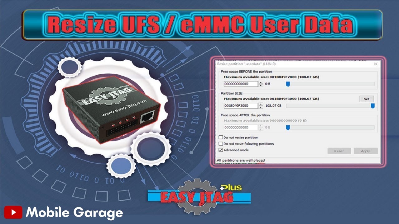 How to eMMC UFS userdata partition 0 byte resize By EasyJtag - Mobile Garage
