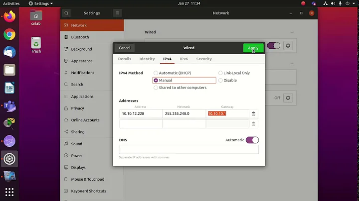 How to configure ip address in Ubuntu linux , Static/DHCP IP address configuration on UBUNTU Linux