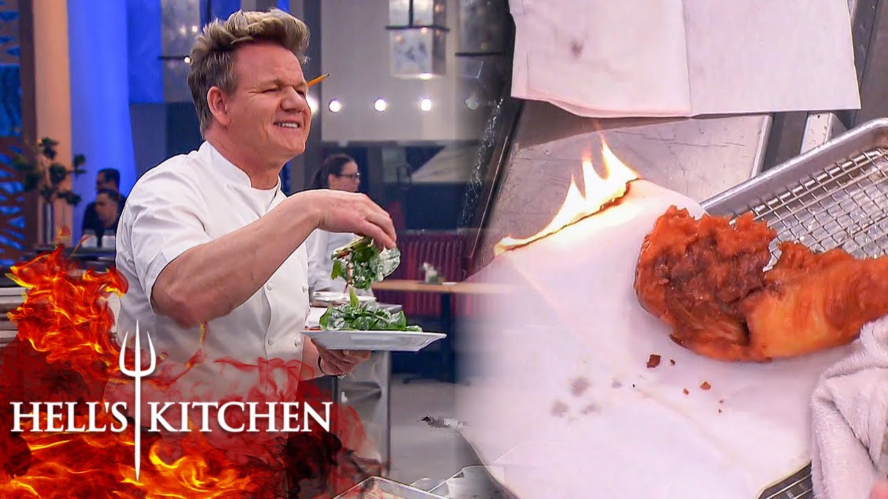 Chefs Serve Marines Soggy Salad and Flaming Chicken | Hell's Kitchen