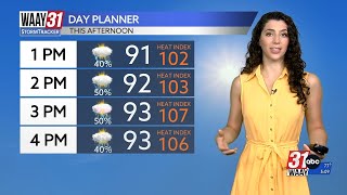 Scattered rain and triple digit &quot;feels like&quot; temperatures