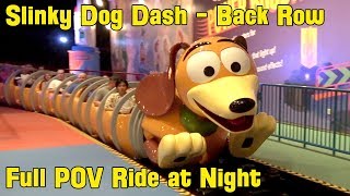 Slinky Dog Dash Roller Coaster FULL Night POV Ride in Back Row, Toy Story Land, Walt Disney World