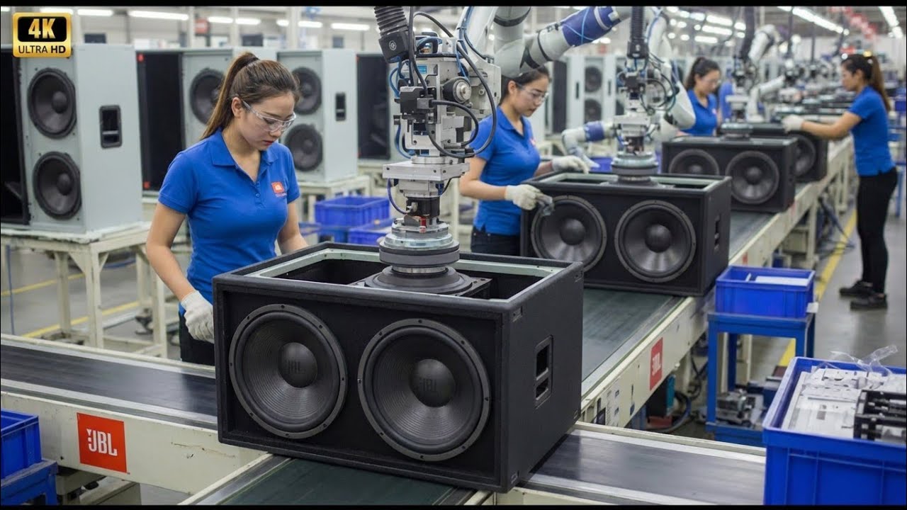 Inside the JBL factory: manufacturing process of the JBL MRX525 speakers (Price: $1,000 – $1,250)