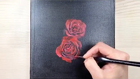Thanks And Love/ How To Paint Red Roses/Easy Acrylic Painting Tutorial #26