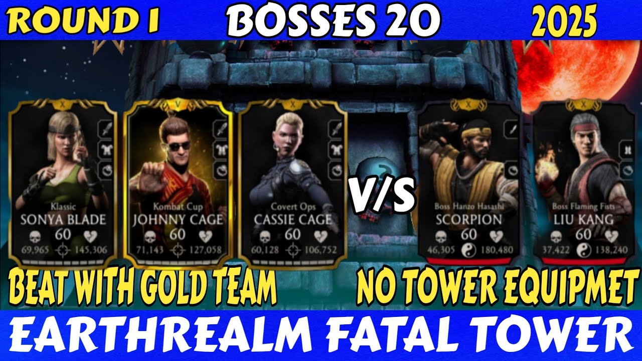 Earthrealm Fatal Tower | 20 Bosses ❄️ | Beat With Gold Team | Mk Mobile 