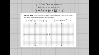 g10. week 8. learning task 3. sketch a graph. find the center and radius  ex3
