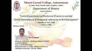 Immunity enhancing Medicinal Plants to combat Covid19 pandemic specially referring to Siddha system