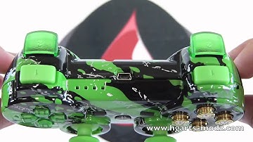 GREEN SPLATTER PS3 - CUSTOM DESIGNS - PS3 Controllers | HG Arts Modz