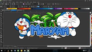 Cara Buat Stiker Nama Tema Doraemon-Ali Design