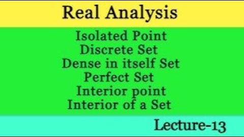 Isolated Point ,Discrete Set , Dense in Itself , Perfect Set , Interior Point | Real Analysis L-13|