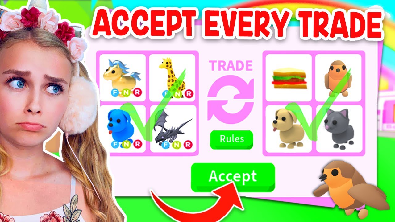 Only Accept The Trade Challenge In Adopt Me Roblox Youtube - jelly and sanna roblox adopt me