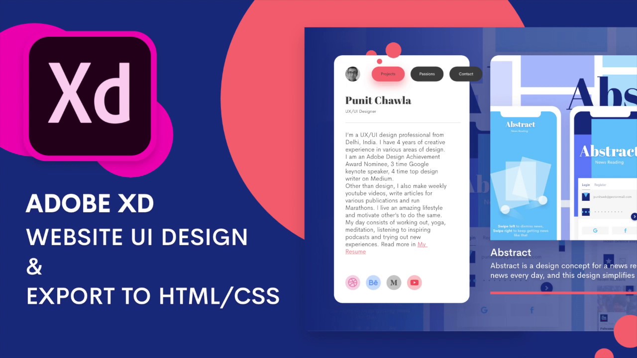 Website Ui Design In Adobe Xd Exporting As Html Css Design Weekly Youtube