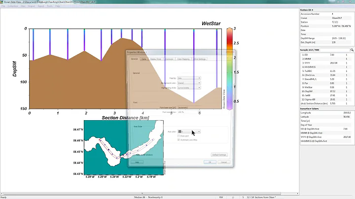 Skapa och anpassa sektioner i Ocean DataView