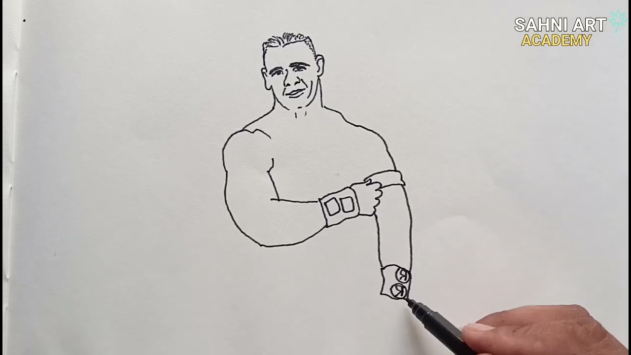Jahn Cena WWE Black Sketch Artwork || how to draw john cena || Sahni Art Academy