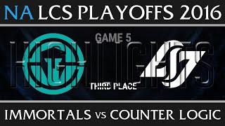 IMT vs CLG G5 Highlights, NA LCS 3rd Place Playoffs Summer 2016, Immortals vs CLG Game 5